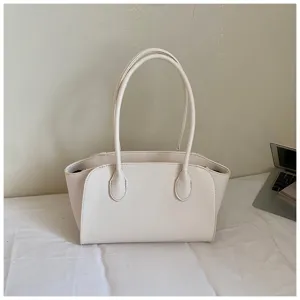 White large capacity tote bag for women, stylish commuting shoulder bag and vintage daily purse.