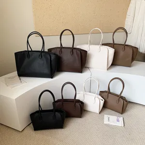 Large Capacity Tote Bag Women PU Leather Commuter Handbag Fashion Versatile Shoulder Bag Vintage Casual Underarm Bag