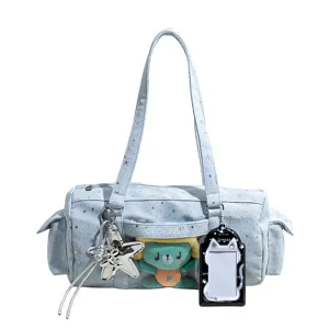 Japanese anime itabag shoulder tote bag, clear window star print large capacity casual daily bag.
