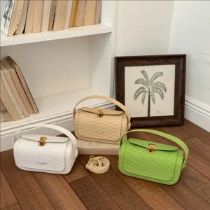 Borsa a Tracolla Intrecciata in Pelle PU da Donna Stile Coreano Casual Manico Superiore Piccola Borsa Quadrata Borsa a Mano Quotidiana