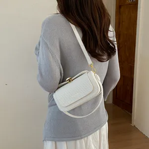 Donna elegante borsa tracolla bianca borsa spalla minimalista borsa pelle PU moda uso quotidiano