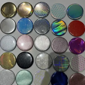 Holographic glitter badge backing paper, special cardstock for pins and button badges detail.