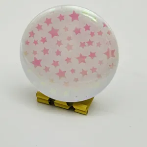 Holographic star badge merch accessory for fans, shiny circle button pin for collection