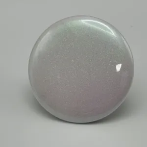 Round holographic glitter badge button pin, shifting chameleon blue red purple color.