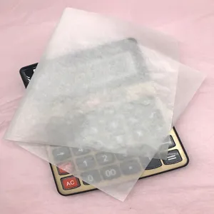 Translucent white tissue wrapping paper and garment accessory paper detail display.