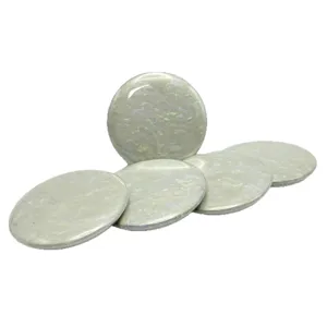 White porcelain color art paper backing for badges, main view of 5 round sheets.