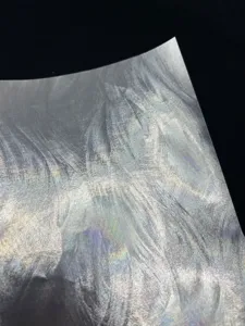 128g laser double flash special paper for badges, holographic cardstock detail texture view.