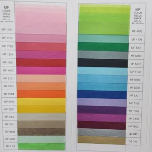 Colorful tissue paper gift wrapping paper color swatch chart sample pack 17g 500x750mm