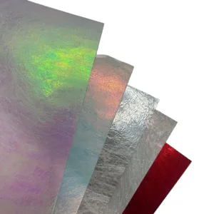 Holographic specialty paper backing for badges, colorful silk texture and glossy finish sheets.