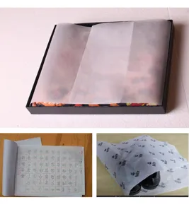 Translucent 17g tissue wrapping paper for garment packaging and calligraphy practice.