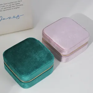 High-end velvet portable jewelry box, dual color set for rings, necklaces, and earrings.