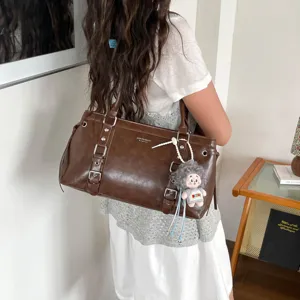 Vintage grote capaciteit schoudertas voor vrouwen mode casual commuter PU lederen tas