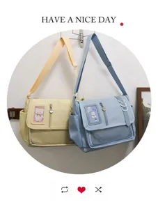 Japanese ins style cute messenger bag student crossbody ita bag transparent badge window