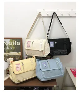 Japanese ins style canvas messenger bag cute transparent ita bag shoulder crossbody bag