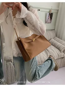 Borsa a tracolla vintage marrone da donna in pelle morbida borsa tote elegante