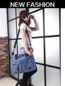Vintage canvas messenger bag for women, large capacity shoulder bag with multi-pockets casual.