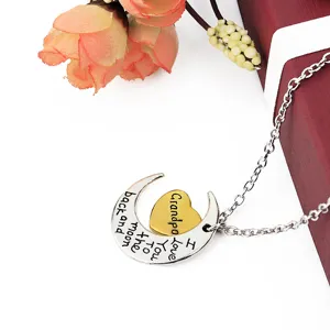 Grandpa Love You To The Moon And Back Necklace Moon Heart Pendant Family Jewelry Gift