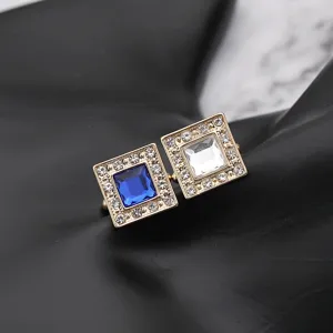 Boutons de manchette français carrés en strass pour homme accessoire chemise d'affaires.