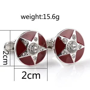 Men women fashion metal crystal star cufflinks formal suit shirt accessory 15.6g 2cm