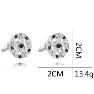 Alloy strass pentagram manchetknopen voor heren hemd, stijlvol en mooi shirt accessoire.