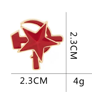 Broche émaillée étoile marteau faucille revers rétro badge en métal rouge mode