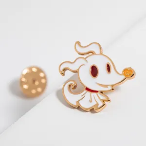 Simpatica spilla smaltata a forma di fantasma per Halloween, accessorio cartoon per giacche.