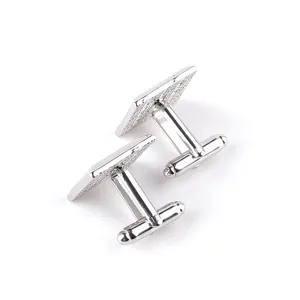 Boutons de manchette carrés argentés pour chemises, accessoires de mode d'affaires.