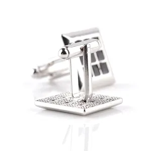 Boutons de manchette carrés argentés pour homme femme chemise d'affaires style français
