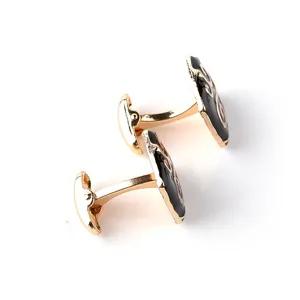 Gold and black electroplated alloy French business fashion cufflinks for men shirt wear main view