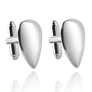 Boutons de Manchette Français Business pour Hommes Forme Goutte d'Eau en Alliage Argenté pour Chemise de Mariage Banquet