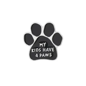 Cute black and silver dog paw enamel pin brooch, funny pet lover gift accessories.
