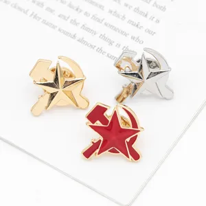 Broche Vintage en Alliage Émaillé Étoile à Cinq Branches Insigne de Revers en Métal Emblème Soviétique Pour Veste Sac à Dos Vêtements Accessoires Décor Cadeau Unisexe