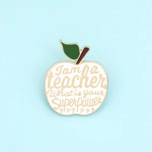 Teacher apple enamel pin brooch badge cute metal jewelry gift for educators women men 1pcs