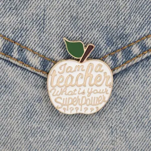 Teacher apple enamel pin cute brooch badge fashion denim jacket lapel collar accessories