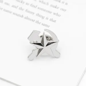 Broche épinglette soviétique marteau faucille étoile en argent pour veste en denim