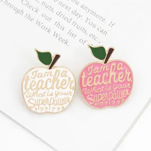 Teacher enamel pins apple brooch set cute metal badge lapel pin back to school gift