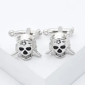 Silberne Totenkopf Manschettenknoepfe fuer Herren, Punk Stil Hemd Accessoires Geschaeft.
