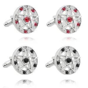 Klassieke pentagram manchetknoppen rood zwart kristal metalen overhemd accessoires