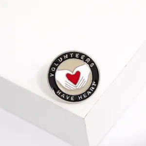 Kreative Volunteers Have Heart Brosche Pin Legierung Geometrische Herz Hände Abzeichen Für Jeansjacke Rucksack Unisex Schmuck