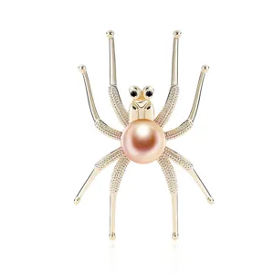 Schicke Vintage Spinnen Perlen Brosche, elegante Kristall Insekten Anstecknadel für Mäntel.
