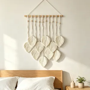 Handmade woven leaf wall hanging tapestry bohemian creative decor for home wall art