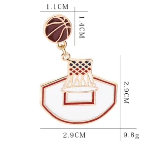 Stylish basketball hoop metal brooch pendant fashion sports enamel lapel pin for bags shirts