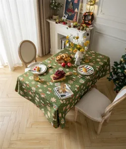 American retro Christmas tablecloth jacquard cotton polyester dining table cover festive decor