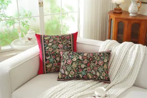 Vintage floral jacquard cushion cover and lumbar pillow for cozy living room sofa decor.