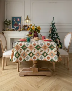 Christmas tablecloth vintage woven jacquard holiday dining table cover for rectangular table