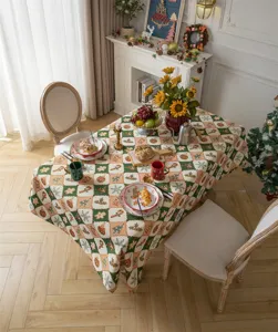 Vintage Christmas rectangular tablecloth poly cotton jacquard festive table cover for dining room home