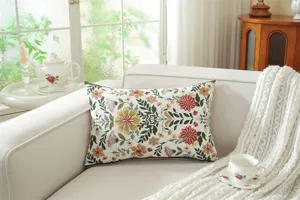Retro floral jacquard throw pillow cover for sofa living room decorative lumbar cushion cover