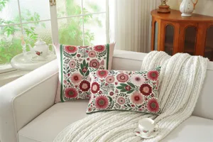 Floral jacquard throw pillow cover decorative cushion for living room sofa home decor