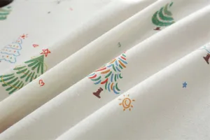 Mantel de lino de algodon estampado de arbol de Navidad para mesa de comedor y decoracion.