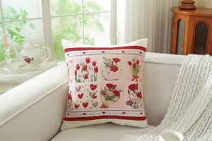Jacquard floral throw pillow cover vintage tapestry cushion for living room sofa decor
